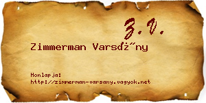 Zimmerman Varsány névjegykártya